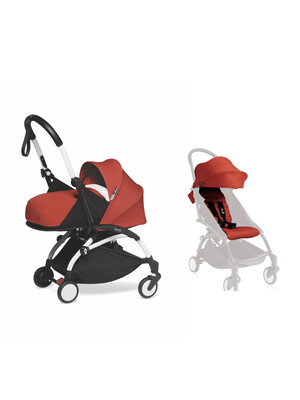 Babyzen YOYO2 Stroller White Frame with Red Newborn Pack & FREE 6+ Color Pack